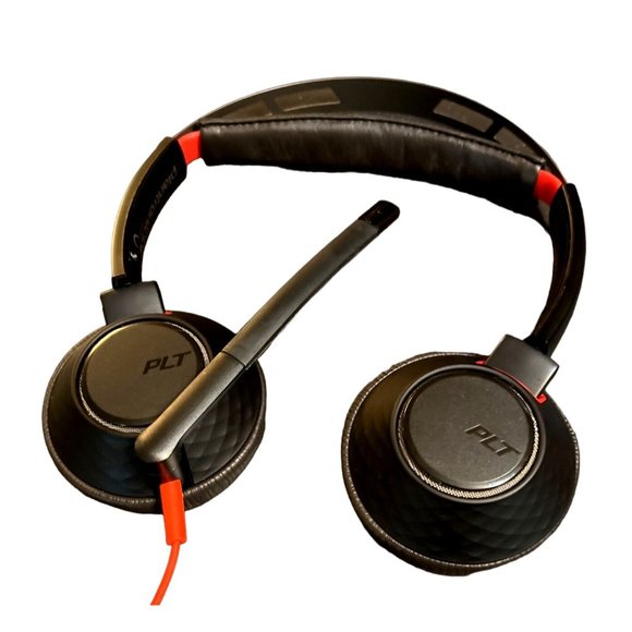 Plantronics Blackwire C5220 Black/Red On the Ear Headsets Microphone - Picture 3 of 6